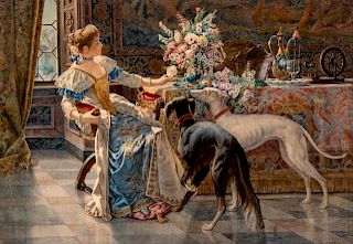 Belisario Gioja
(Italian, 1829-1906)
Seated Lady with Two Dogs