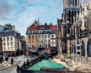 Marcel Francois Leprin
(French,1891-1933)
Parisian Street Scene