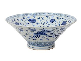 A Chinese Export Blue and White Porcelain Bowl
Height 6 x diameter 15 inches.