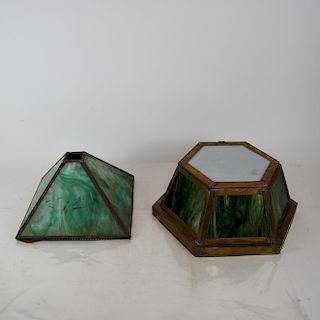 Slag Glass Shade and Green Lantern