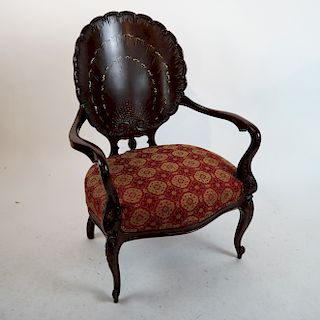 Fan Design Mother-of-Pearl Inlaid Arm Chair
