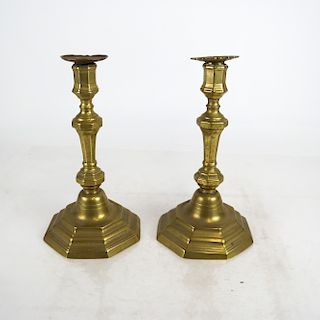 Pair of Brass Octagonal Candlesticks