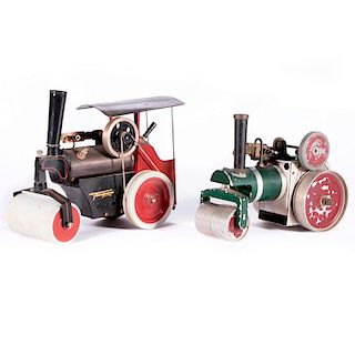 Two vintage steam roller toys.