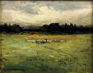George William Whitaker (American, 1841-1916)      Marsh with Trees in the Distance.