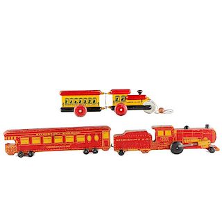 Two railroad pull toys