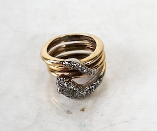 14k Gold Diamond Snake Ring 7.0 DWT