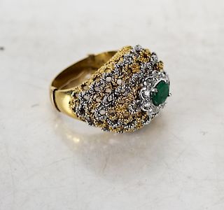 Diamond-Emerald Cocktail Ring .730 Gold