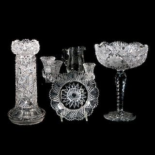 A collection of cut crystal.