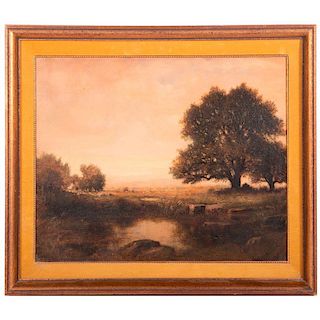 An oil on board landscape by George Vicat Cole (1833-1893) signed lower left/middle.