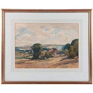 A watercolor landscape attributed to A. E. Vokes (1874-1964).