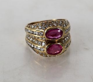 14k Pink Sapphire and Diamond Ring