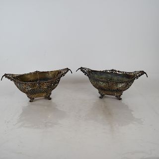 Pair Reticulated Elkington Silver Baskets