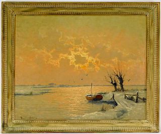 Impressionist Maine Seascape at Sundown Painting