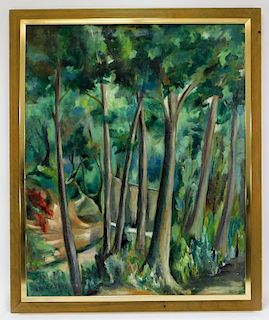 Isidor Ascheim Modernist Forest Landscape Painting