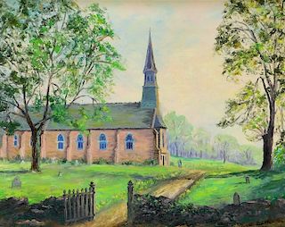 Albert Latham Tuck's Hill Church Landscape