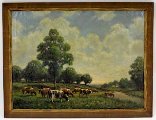 George Hays New England Cows Landscape Painting