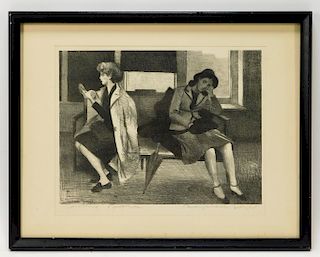 Raphael Soyer Portrait of Two Women Etching