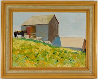 Geoffrey Chalmers O/B Impressionist Farm Painting