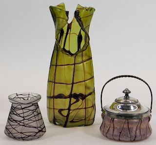 3PC Kralik Bohemian Czech Art Glass Vases