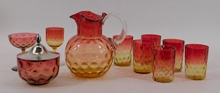 10PC Victorian Amberina Glassware