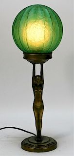 Nuart Metal Creations Nude Female Art Deco Lamp