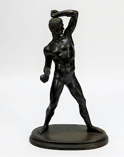 Neoclassical Nude Male Bronze Athelete Sculpture