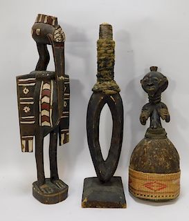 3 African Figural Wood Carved Effigy Figures