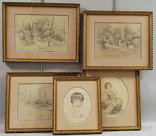 Marcus Holmes (British, 19th Century)      Five Framed Drawings