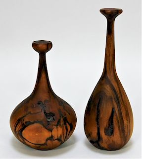 2 Ron Kent Hawaiian Norfolk Pine Wooden Vases