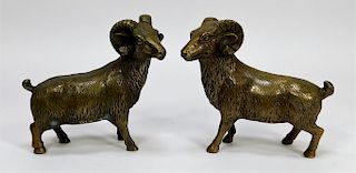 PR Antique Bronze Ram Mountain Goat Statues