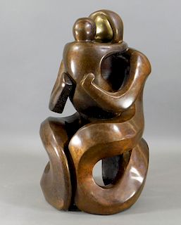 FINE Contemporary Biomorphic Mother & Child Bronze