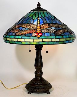 American Dragonfly Slag Glass Lamp