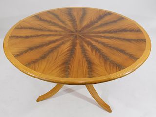51" Flame Mahogany Wood Inlay Dining Table