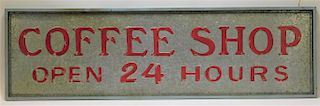 24 Hour Tin Embossed Coffee Shop Sign