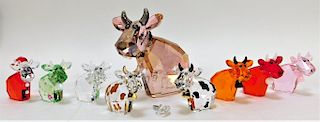 8PC Swarovski Mo Cow Figurine Grouping