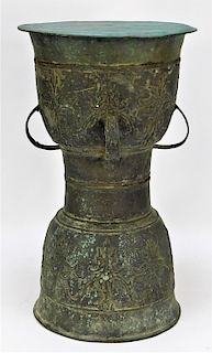 Old Chinese Decorative Bronze Rain Drum