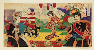 Chikanobu Toyohara Kabuki Theater Triptych
