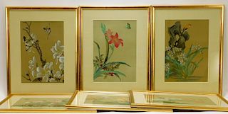 6PC Bird and Flower Woodblock Prints