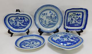 5PC 19C. Chinese Canton Porcelain Group