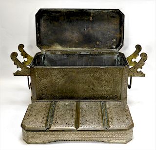 MONUMENTAL Indo-Persian Damascene Bronze Box