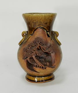 Japanese Sumida Gawa Earthenware Pottery Vase