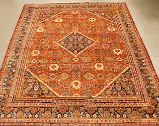 Heriz Navy and Orange Geometric Floral Carpet Rug