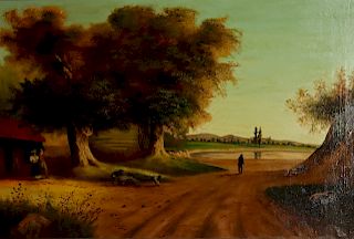 H. PINTO. Signed Oil On Canvas, Landscape.