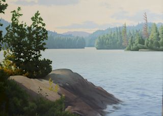 K.OTSUKA. Signed Oil On Canvas. Lake Scene.
