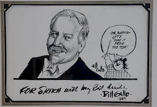 BILL GALLO 1985. Signed Ink Drawing For Skitch