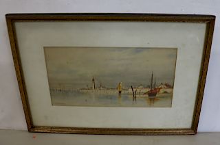 A. F. Bunner. Signed Watercolor Ships At Sea