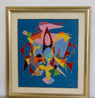 Chaim Gross. Signed Enamel Painting / Composition