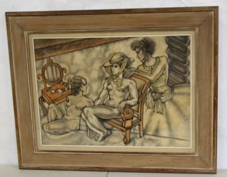 Elsip Denise Millo. Signed Watercolor Nudes.