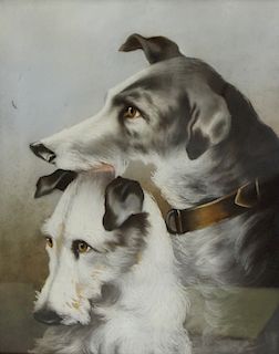 UNSIGNED. Pastel Painting Of 2 Terriers.