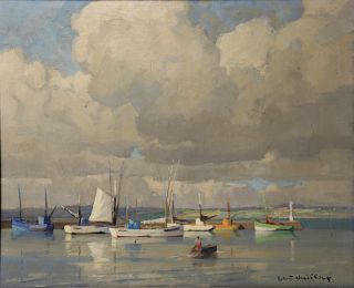 Robert Cailloux. Signed oil On Canvas Boats.